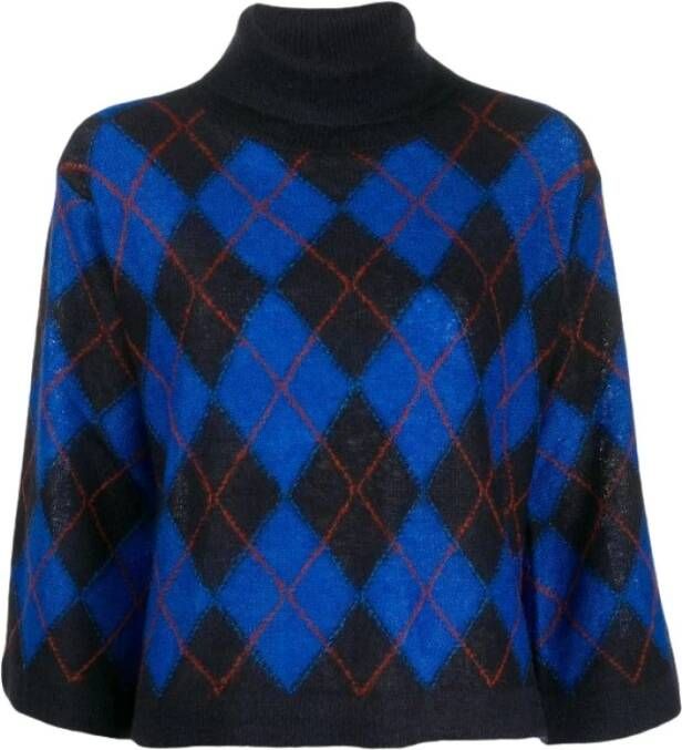PS By Paul Smith Argyle Rolleck Sweater Blauw Dames