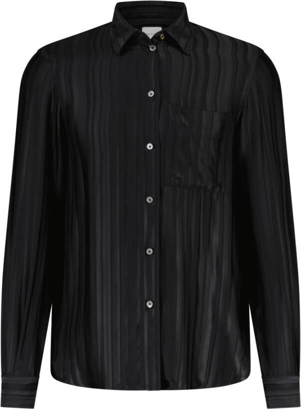 PS By Paul Smith Elegante Damesoverhemd met Lange Mouwen Klassiek Zwart Black Dames
