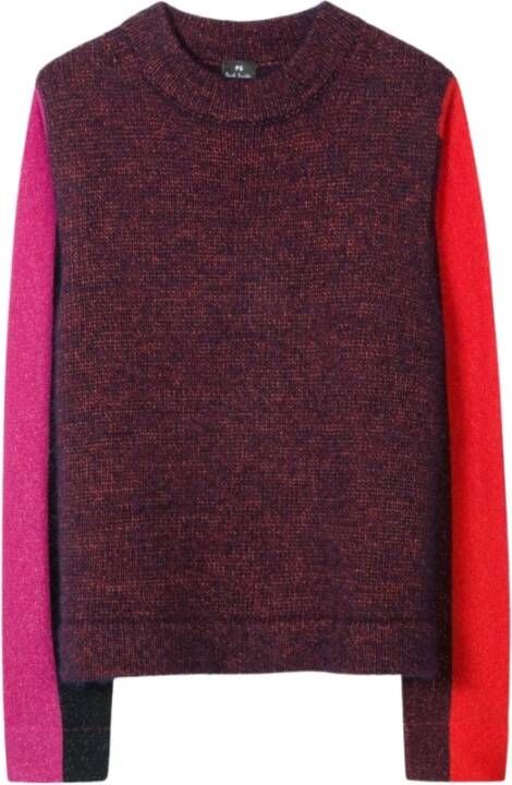 PS By Paul Smith Cotton-Alpaca Blend Sweater met gestreepte mouwen Rood Dames