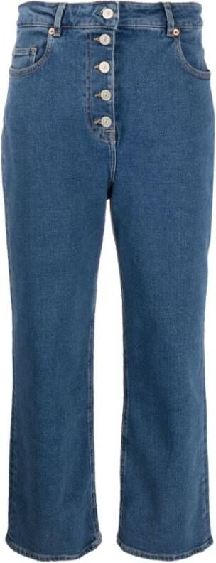 PS By Paul Smith Blauwe Cropped Wide-Leg Jeans Blue Dames
