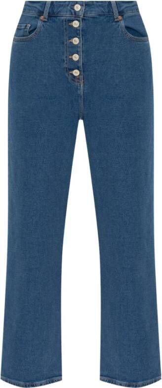 PS By Paul Smith Blauwe Cropped Wide-Leg Jeans Blue Dames
