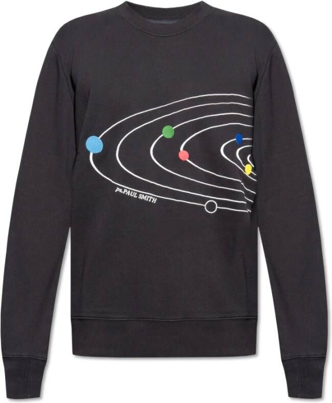 Paul Smith Zwarte sweatshirt met zonnestelsel print Black Heren
