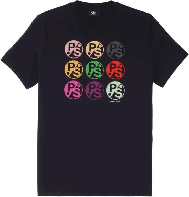PS By Paul Smith Mannen Slim Fit T-shirt Met Multi PS-print Zwart Heren