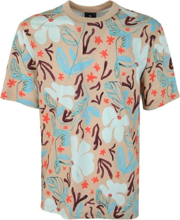 PS By Paul Smith Mens SS T Shirt SEA Floral Beige Heren