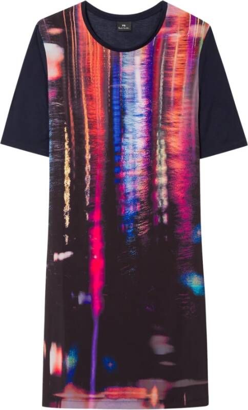 PS By Paul Smith Puddle Reflection Print Jersey -Jurk Blauw Dames