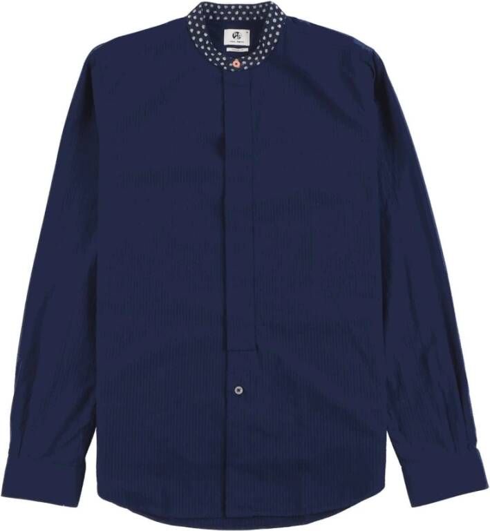 PS By Paul Smith Shirt casual fit patroon nekband kraag Blauw Heren