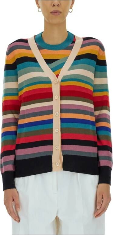 PS By Paul Smith Signature Stripe Cardigan Rood Dames