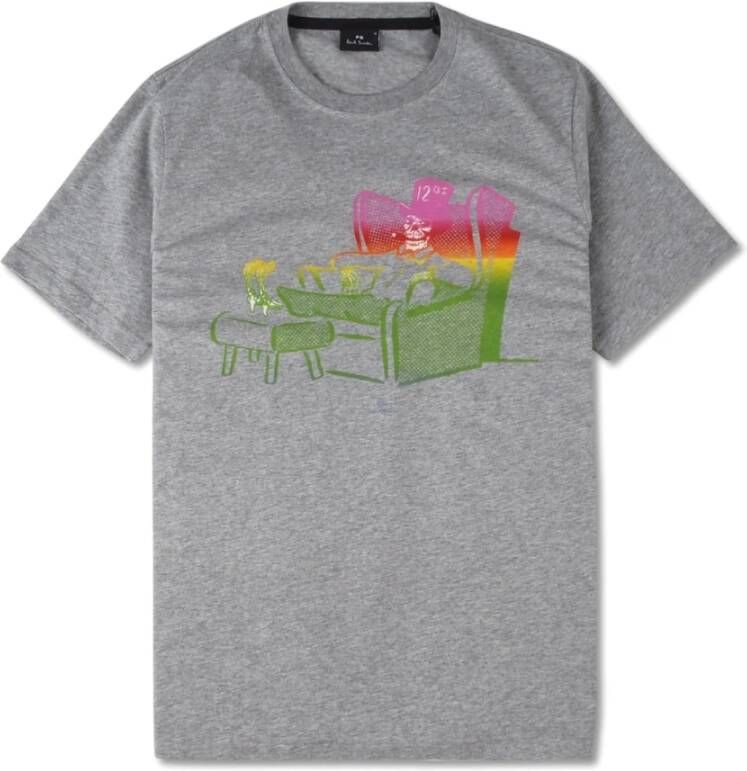 PS By Paul Smith SS Reg. T-shirt met dode comfortabele print Grijs Heren