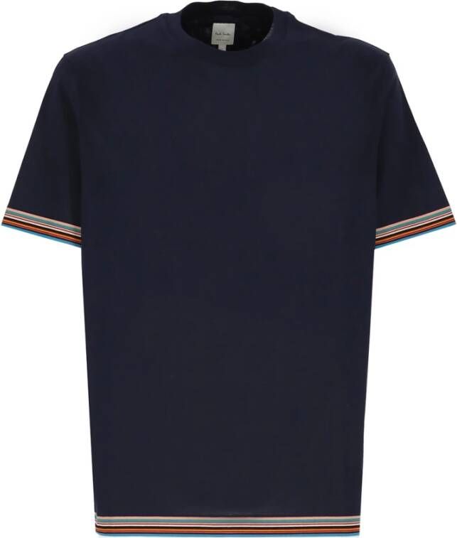 PS By Paul Smith Blauw Art Stripes Katoenen T-Shirt voor Heren Blue Heren