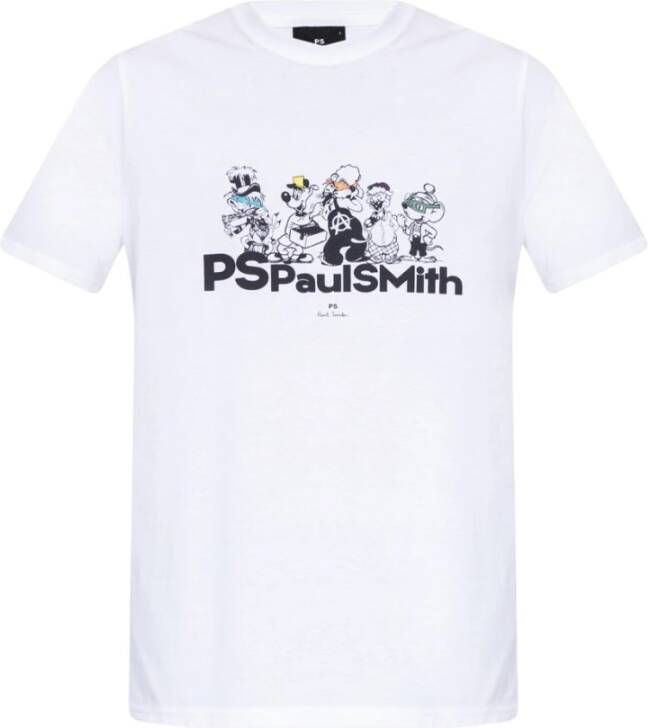 PS By Paul Smith Kleurrijk Print Wit Katoenen T-Shirt White Heren