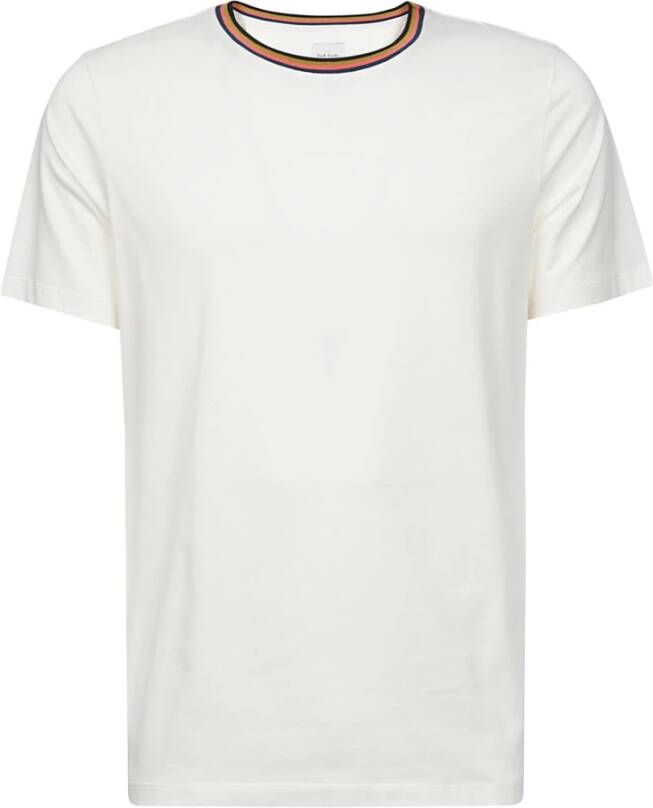 PS By Paul Smith Gestreept Geborduurd Katoenen T-shirt White Heren