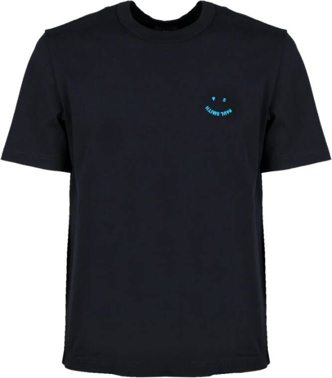 PS By Paul Smith Organisch Katoenen Happy T-Shirt met Iconisch Lachend Logo Black Heren