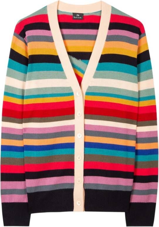 PS By Paul Smith Multicolor Swirl Stripe Wol Cardigan Multicolor Dames