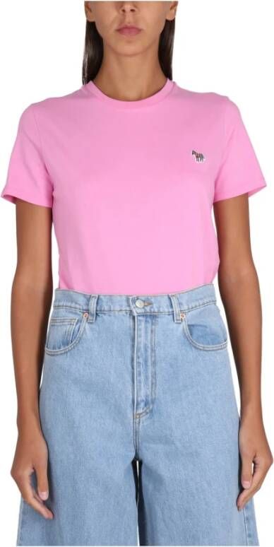 PS By Paul Smith Zebra Patch T-Shirt Roze Dames