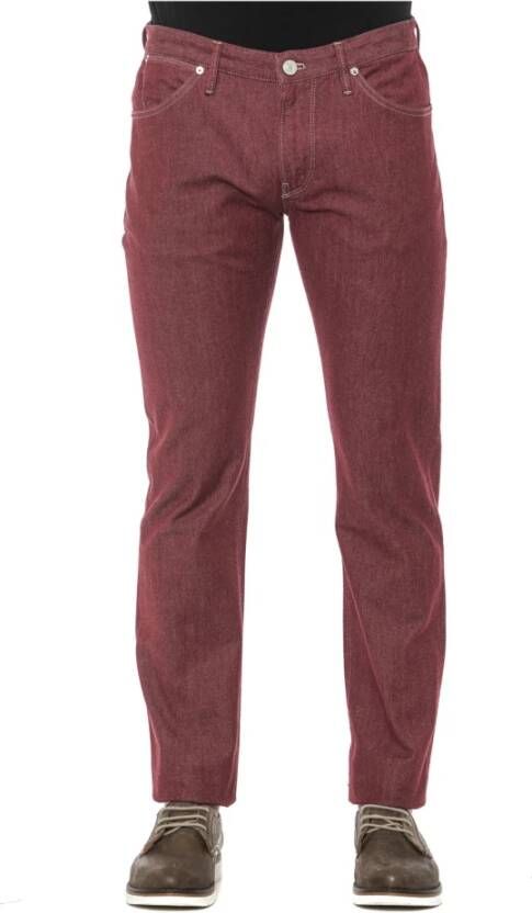 PT Torino Bourgondische katoenen jeans Hijgen Rood Heren