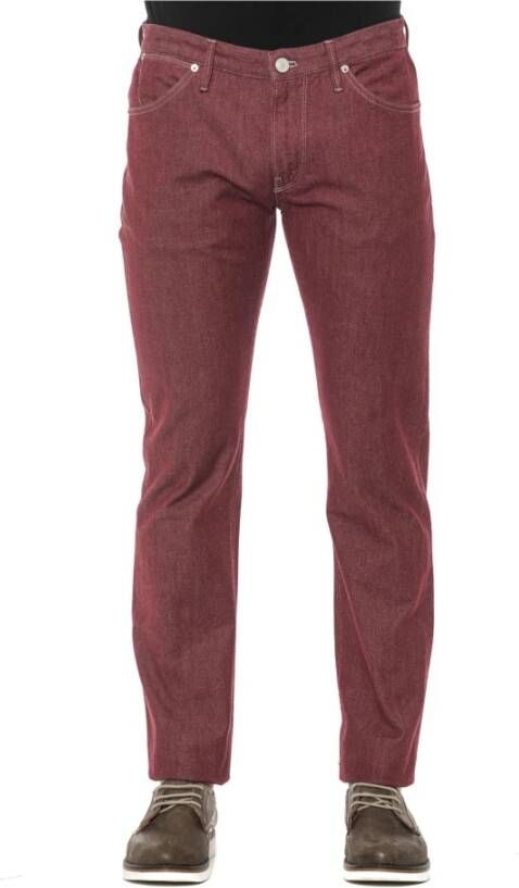 PT Torino Burgundy Cotton Jeans & Pant Rood Heren