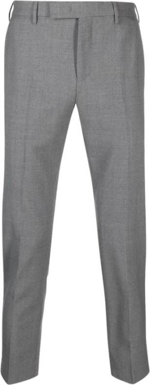 PT Torino Grijze Wollen Broek Slim Fit Gray Heren