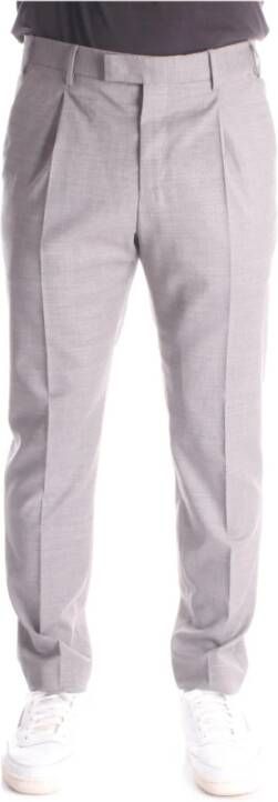 PT Torino Grijze Wollen Broek met Ritssluiting en Haaksluiting Gray Heren