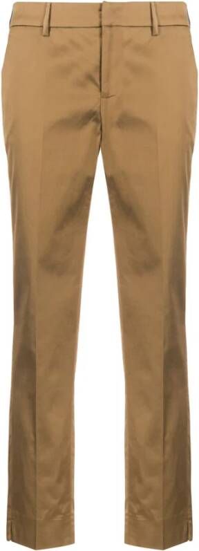 PT Torino Cropped Trousers Brown Purple Dames