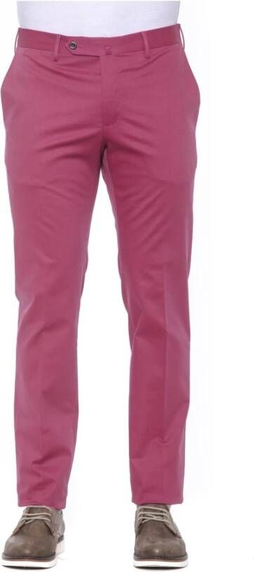 PT Torino Mannen Fuchsia Katoenen Jeans met Overlappende Sluiting Pink Heren