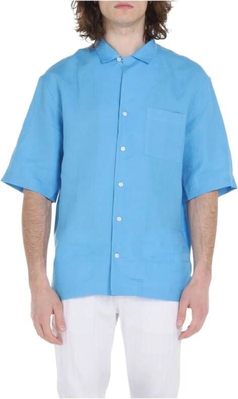 PT Torino Linnen shirt Blauw Heren