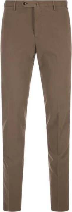 PT Torino Slim-Fit Modieuze Broek in Modderkleur met Stretch Gabardine Bruin Heren