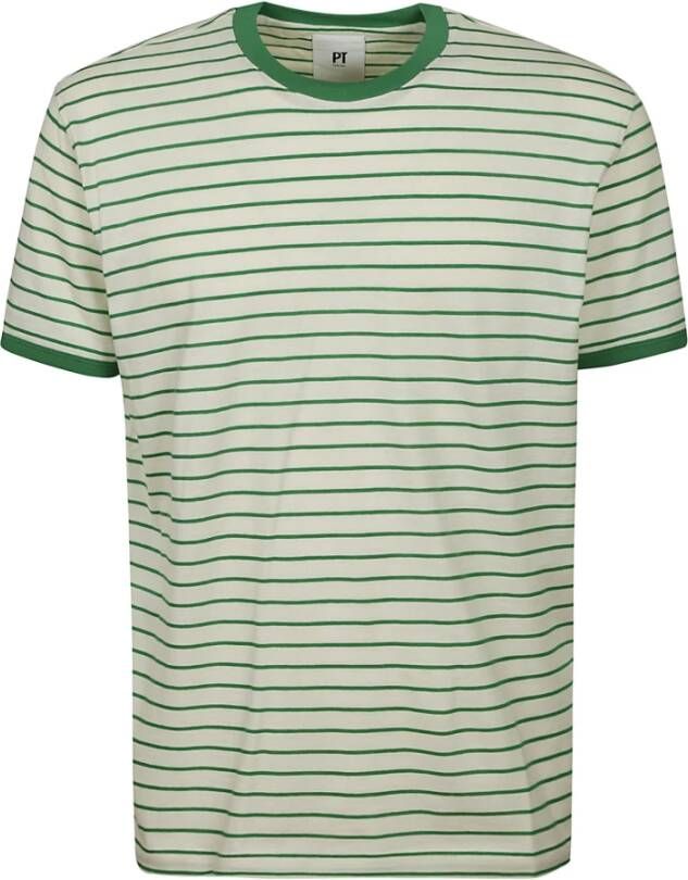 PT Torino T-Shirts Green Beige Heren