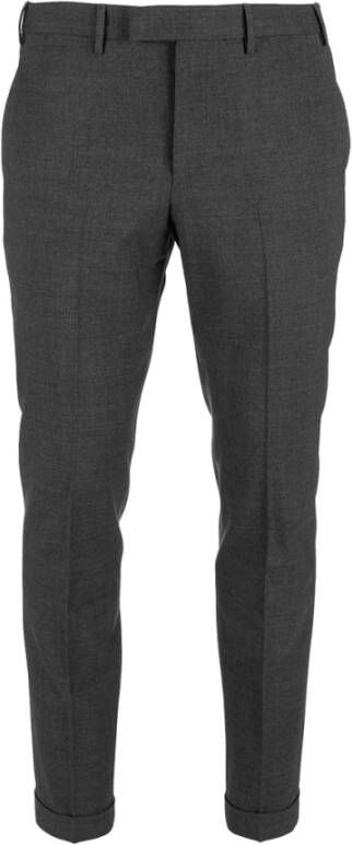 PT Torino Op maat gemaakte wollen broek met elastische structuur Gray Heren