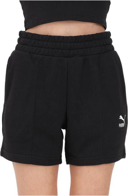Puma Zwarte Pintuck Shorts Lichtgewicht Tracksuit Shorts Black Dames
