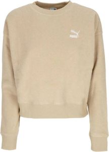 Puma Klassieke Fleece Crewneck Sweatshirt voor dames Beige Dames