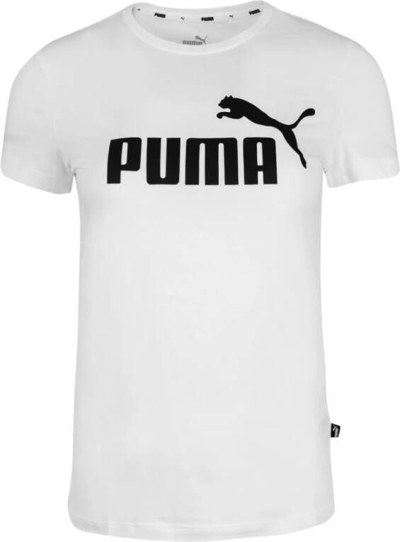 Puma Logo Print T-Shirt Regular Fit White Dames