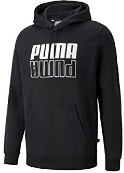 Puma Power Logo Hood Felpa Zwart Heren