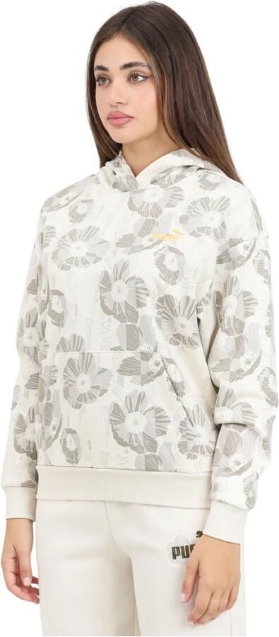 Puma Bloemen Hoodie Class Act Beige White Dames - Foto 4