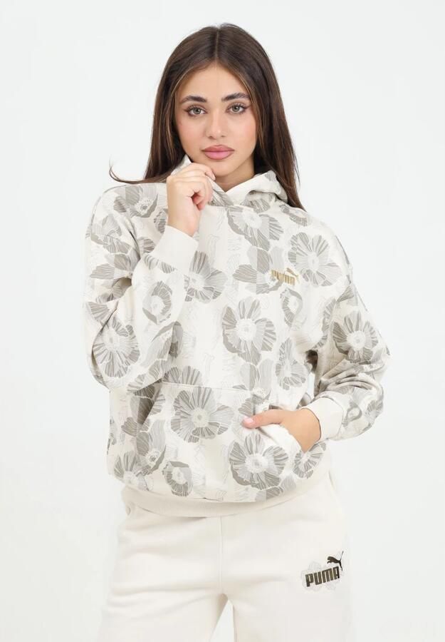 Puma Bloemen Hoodie Class Act Beige White Dames - Foto 2