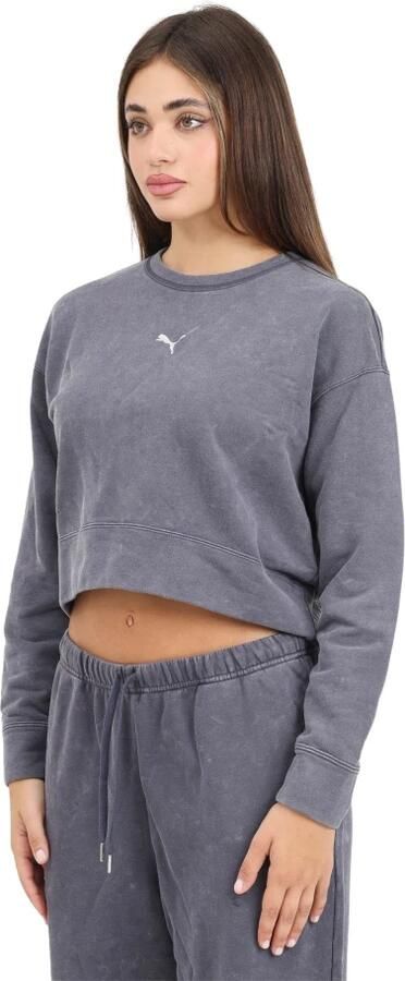 Puma Washed Crop Crew Sweatshirt Black- Dames Black - Foto 8