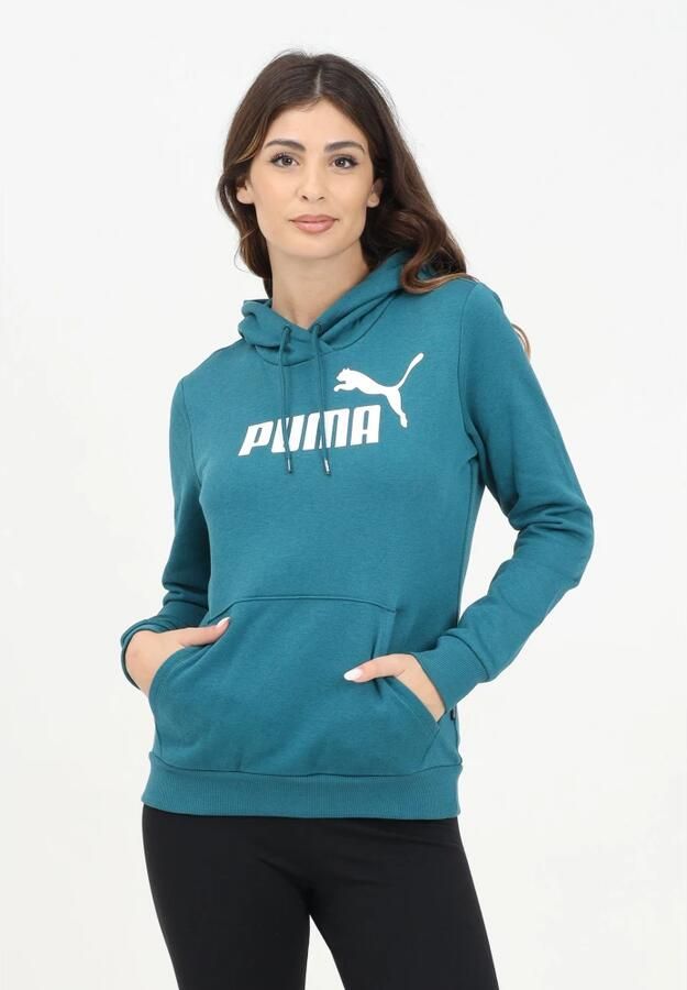Puma Essentials Logo Hoodie Groen Vrouwen Blue Dames