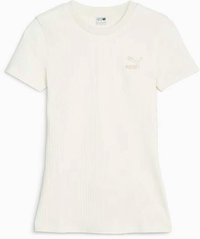 Puma Geribbelde Slim Fit T-shirt voor vrouwen White Dames - Foto 4