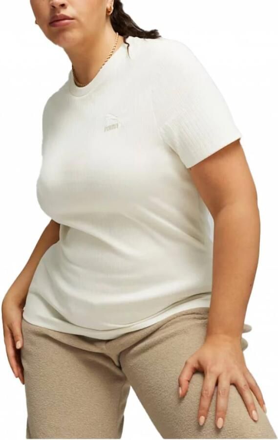 Puma Geribbelde Slim Fit T-shirt voor vrouwen White Dames - Foto 3