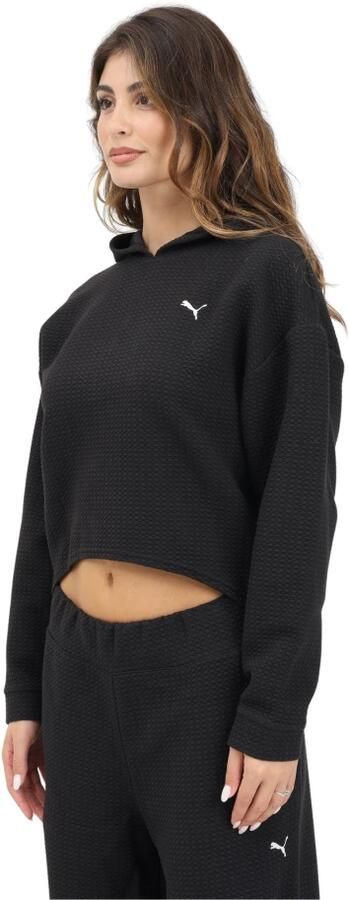 Puma Gestructureerde Studio Hoodie Zwart Vrouwen Black Dames