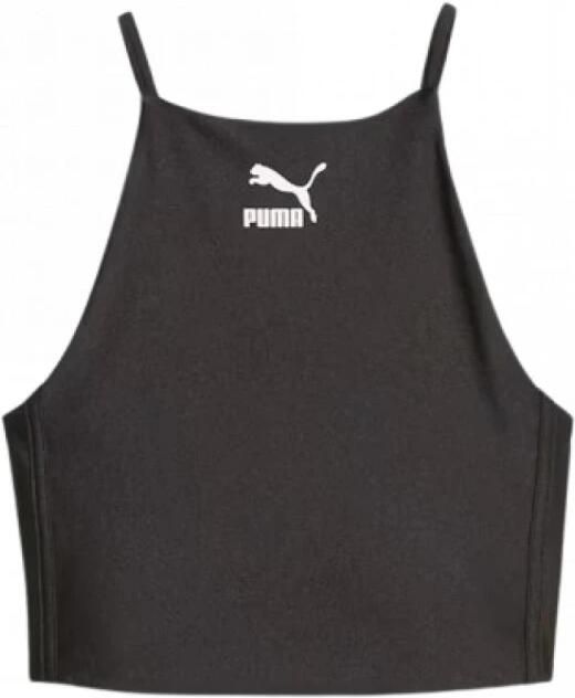 Puma Korte Zwarte Top met Logo Black Dames