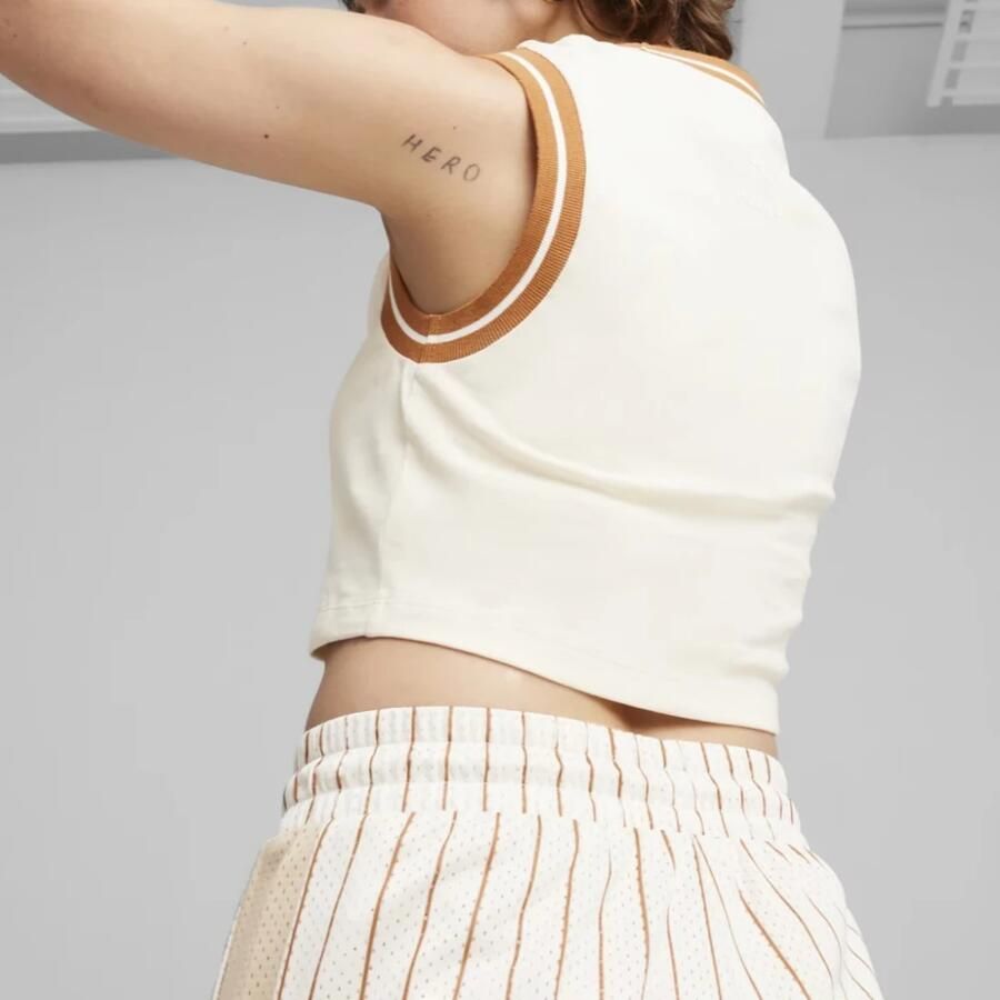 Puma Grafische Cropped Tee Shirt White Dames