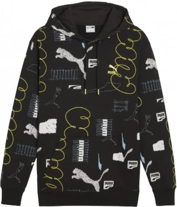 Puma Hoodie met logo print en verstelbare capuchon Black Heren