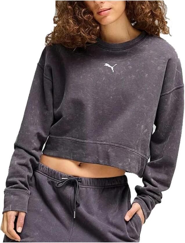 Puma Washed Crop Crew Sweatshirt Black- Dames Black - Foto 6