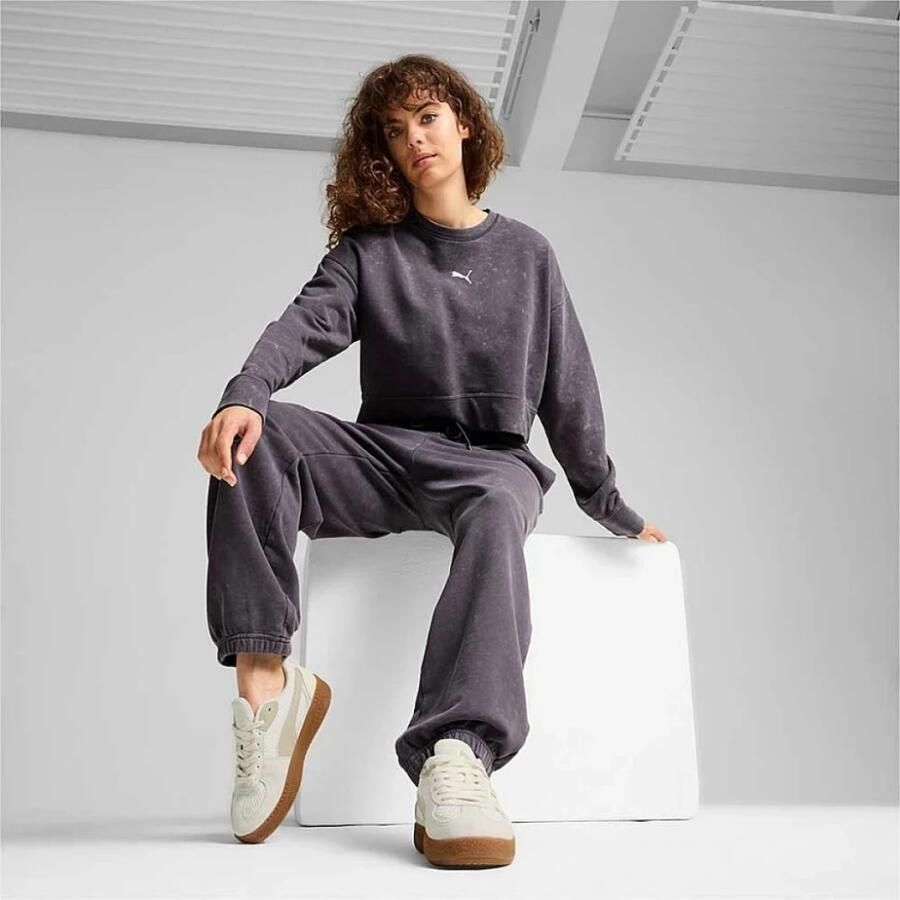 Puma Washed Crop Crew Sweatshirt Black- Dames Black - Foto 4