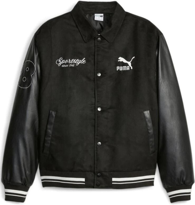 Puma Vintage Varsity Jacket Cotton Parka Black Heren