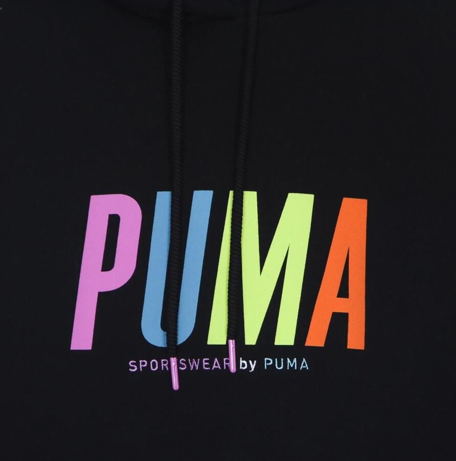 Puma Zwarte Grafische Hoodie Lichtgewicht Sweatshirt Black Dames