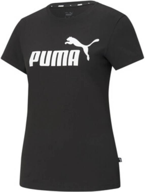 Puma Logo Print Slim Fit T-Shirt Black Dames