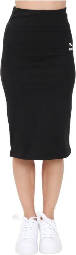 Puma Elastische Taille Lange Rok Zwart Black Dames