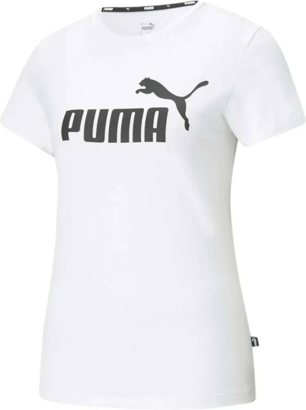 Puma Logo Print T-Shirt Regular Fit White Dames