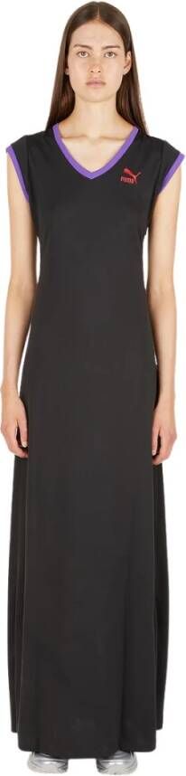 Puma Zwarte V-Hals Lange Jurk Dua Lipa Black Dames